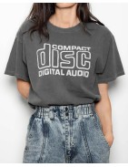 RENEWAL VINTAGE_ T-shirt Unisex with worn vintage fabric_ Compact Disc Digital Audio
