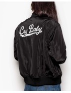 RENEWAL VINTAGE_ Bomber satinada "Cry Baby" de Forever Twentyone