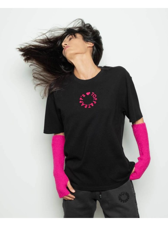 Unisex logo embroidered t-shirt_ FUCHSIA