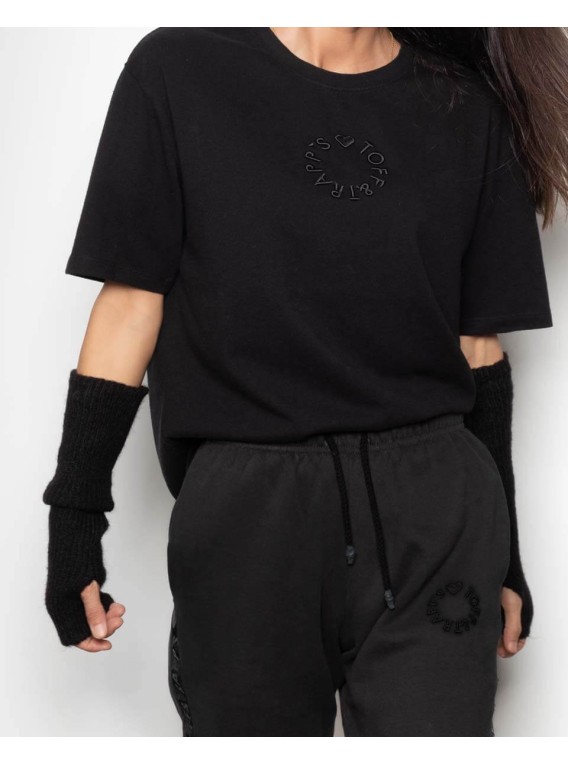 Unisex logo embroidered t-shirt_ BLACK