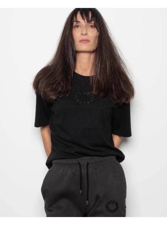 Unisex logo embroidered t-shirt_ BLACK